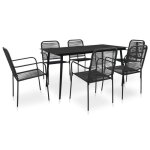 Salon de jardin 7 pièces torsadé - noir - 150 x 80 x 74 cm Salon de jardin 7 pièces torsadé - noir - 150 x 80 x 74 cm