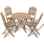Vidaxl mobilier à dîner dextérieur pliable 5 pcs bambou Vidaxl mobilier à dîner dextérieur pliable 5 pcs bambou