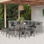 Vidaxl mobilier  dner de jardin 6pcs et coussins gris rsine tresse 3186651