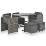 Vidaxl mobilier  dner de jardin 7pcs et coussins rsine tresse gris
