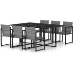 Vidaxl mobilier  dner de jardin 7pcs et coussins rsine tresse gris