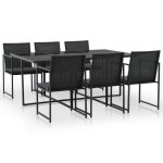 Vidaxl mobilier à dîner de jardin 7pcs et coussins résine tressée noir Vidaxl mobilier à dîner de jardin 7pcs et coussins résine tressée noir