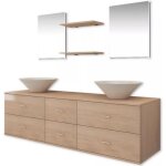 Vidaxl jeu de 7 pcs de mobilier meuble de salle de bain et lavabo vasque beige 272232