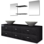 Vidaxl mobilier de salle de bain avec lavabo 7 pcs noir