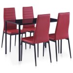 Vidaxl mobilier de salle  manger 5 pcs rouge bordeaux