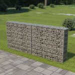 Mur  gabion - vidaxl - 200 x 20 x 85 cm - acier galvanis - couleur argent - capacit 1400 kg / m