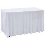 Vidaxl nappes lastiques de table avec jupon 2 pcs 243x76x74cm blanc