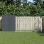 Vidaxl niche pour chien avec cour anthracite 214x457x181 cm cage pour chien abri pour chien maison pour ...