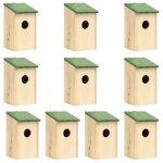 Nichoirs en bois - vidaxl - 10 pcs - 12x12x22 cm - trou dentr�e 3 cm - brun