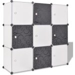 Organisateur de rangement cube - vidaxl - 9 compartiments - noir / blanc - design contemporain - durable ...