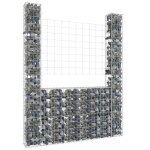 Vidaxl panier de gabion en forme de u avec 2 poteaux fer 140x20x200 cm