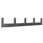 Vidaxl panier de gabion en forme de u avec 5 poteaux mur de soutnement barrire de jardin patio projets ...