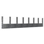 Vidaxl panier de gabion en forme de u avec 8 poteaux barrire de jardin clture en mur de panier dcoration ...