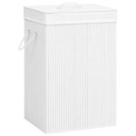 Vidaxl panier  linge avec 2 sections bambou blanc 72 l 320743
