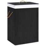 Vidaxl panier  linge avec 2 sections bambou noir 72 l 320745