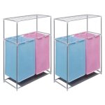 Vidaxl paniers à linge à 2 sections 2 pcs et une étagère pour séchage Vidaxl paniers à linge à 2 sections 2 pcs et une étagère pour séchage