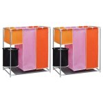 Vidaxl paniers � linge � 3 sections 2 pcs avec un bac de lavage