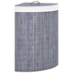 Vidaxl panier  linge dangle bambou gris 60 l