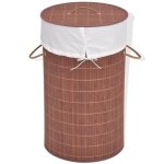 Vidaxl panier  linge rond bambou marron
