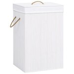 Vidaxl panier  linge avec une seule section bambou blanc 320751