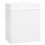 Vidaxl panier � linge avec une seule section bambou blanc 83 l 320752