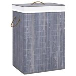 Vidaxl panier � linge avec une seule section bambou gris 320755