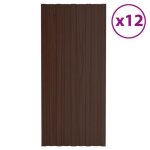 Vidaxl panneaux de toiture 12 pcs acier galvanis marron 100x45 cm 317217