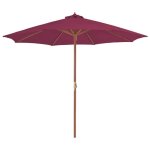 Vidaxl parasol dextrieur avec mt en bois pare - soleil de patio abri de soleil parasol de plage jardin ...