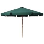 Vidaxl parasol dext�rieur avec m�t en bois pare - soleil de patio abri de soleil parasol de plage jardin ...