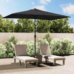 Vidaxl parasol dextrieur avec mt en mtal pare - soleil de patio abri de soleil parasol de plage jardin ...