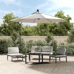 Parasol d�port� � 300 cm avec �clairage led - vidaxl - sable - manuel - rond - m�tal - polyester