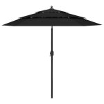 Vidaxl parasol de jardin � 3 niveaux avec m�t en aluminium pare - soleil de patio abri de soleil parasol ...