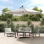 Vidaxl parasol de jardin en porte -  - feux et lumires led mt en mtal pare - soleil de patio abri ...