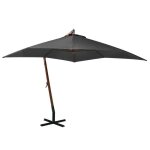 Vidaxl parasol de jardin suspendu avec m�t pare - soleil de patio abri de soleil parasol de terrasse ...