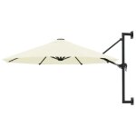Vidaxl parasol mural avec mt mtallique 300 cm sable balcon jardin terrasse 44863