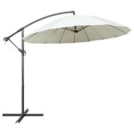 Vidaxl parasol suspendu avec poteau en aluminium pare - soleil de patio abri de soleil parasol de plage ...