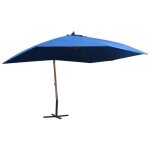 Vidaxl parasol suspendu avec m�t en bois pare - soleil de patio abri de soleil parasol de plage jardin ...