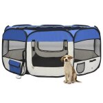 Parc pliable pour chien - vidaxl - 145x145x61cm - bleu - acier - intrieur