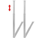 Vidaxl pieds de table télescopiques nickel brossé 710 mm - 1100 mm Vidaxl pieds de table télescopiques nickel brossé 710 mm - 1100 mm