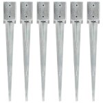 Vidaxl piquets au sol 6 pcs argent 9x9x75 cm acier galvanis