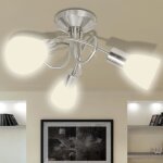 Vidaxl plafonnier abat - jour verre 3 ampoules luminaire lampe suspension lustre 240983