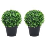 Vidaxl plantes de buis artificiel 2 pcs avec pots boule vert 32 cm