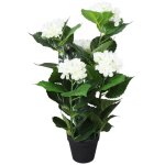 Vidaxl plante hortensia artificielle avec pot 60 cm blanc