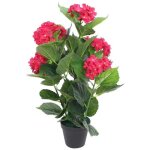 Vidaxl plante hortensia artificielle avec pot 60 cm rouge