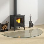 Vidaxl plaque de verre de chemine demi - rond 1200x600 mm 324120