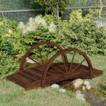 Vidaxl pont de jardin avec demi - roue 99x50x38 cm bois de sapin massif 363338
