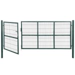Portail de clôture - vidaxl - 350x140 cm - acier - vert - battant Portail de clôture - vidaxl - 350x140 cm - acier - vert - battant