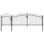 Portail de jardin - vidaxl - 15 x 4 m - acier enduit de poudre - noir - design �l�gant