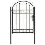 Vidaxl portail de jardin avec dessus arqu acier 100 x 125 cm noir