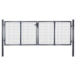 Vidaxl portail en maille acier galvanis 289x100 cm gris